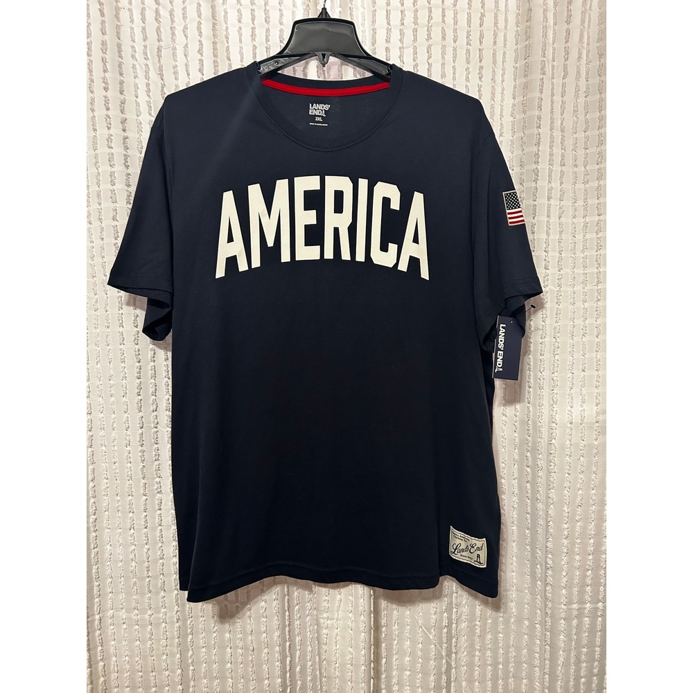 Lands End T-Shirt Mens 2XL Navy NWT America Sea to Shining Sea Tee NWT